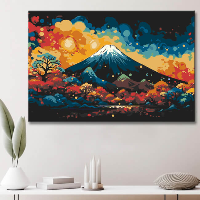 Mount Fuji Japan with Sunset Painting by Numbers