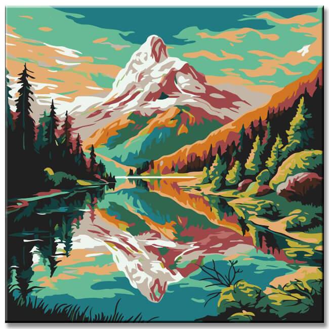 Mountain Lake Painting by Numbers