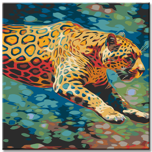 Painting by numbers Leopard hunting