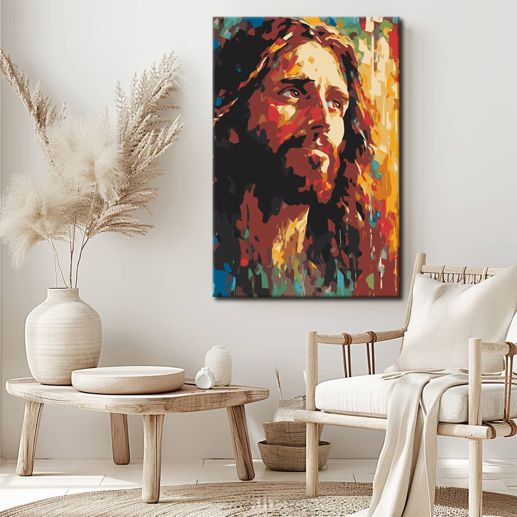 Colored Jesus Portrait Painting by Numbers