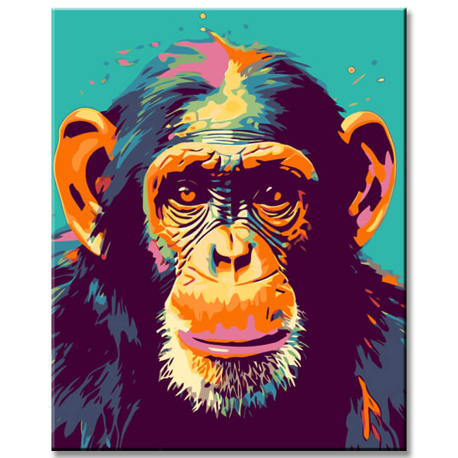Painting by Numbers Chimpanzee in Andy Warhol Style