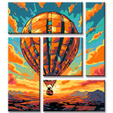 Balloon in The Sunset Painting by Numbers 5-Panel