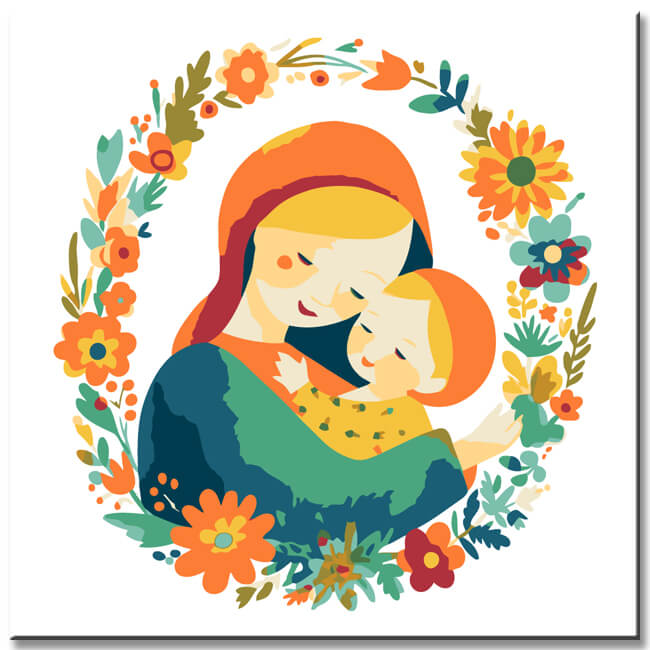 Painting by Numbers Illustration Woman with Child