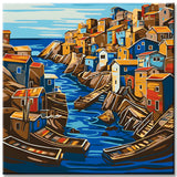 Escher-Style Artist Village Close-Up - Paint by Numbers