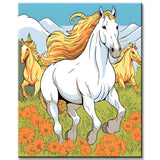 Jumping Horses in The Field Painting by Numbers
