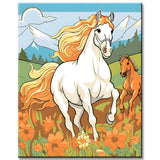 Jumping Horses in The Field Painting by Numbers