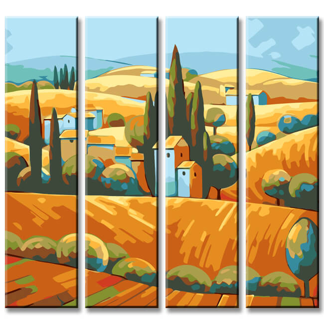 Painting by Numbers Tuscany Painting Art 4-Panel