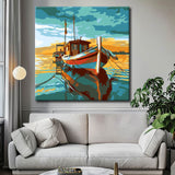 Paint by Numbers Fishing Boat Painting