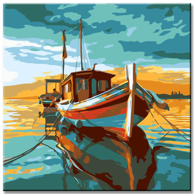 Paint by Numbers Fishing Boat Painting