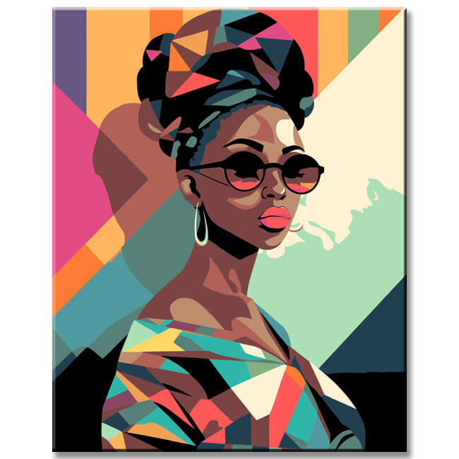 Painting by Numbers - Fashion African Girl - Memphis Style