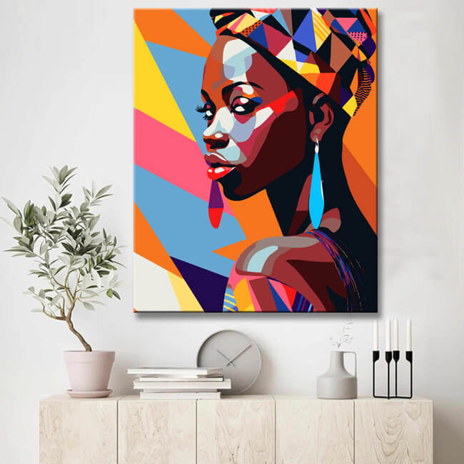 Painting by Numbers - Fashion African Girl - Memphis Style