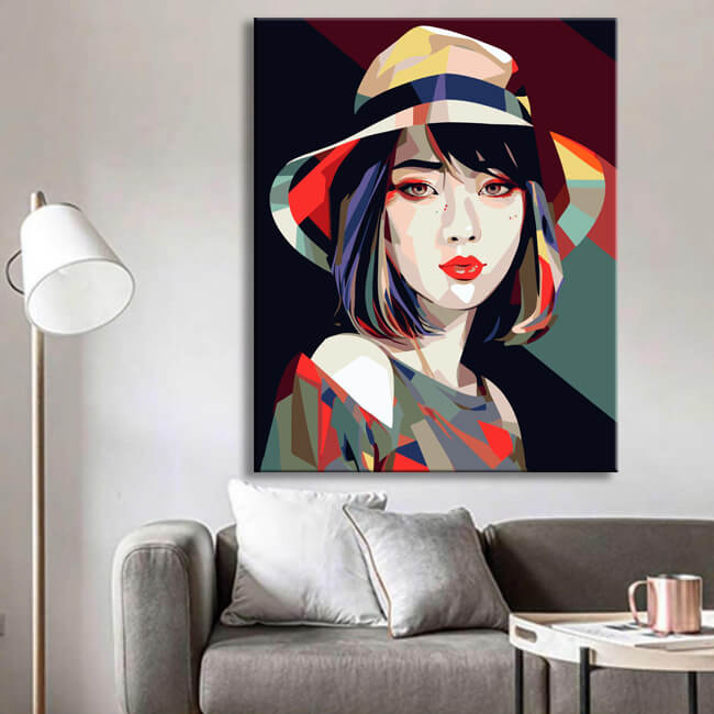 Painting by Numbers - Asian Lady - Memphis Style