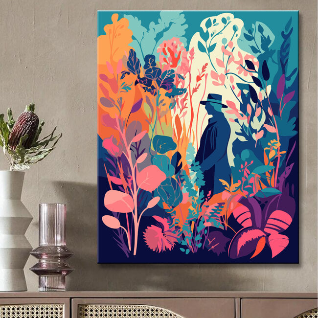 Man in the flower garden - painting by numbers