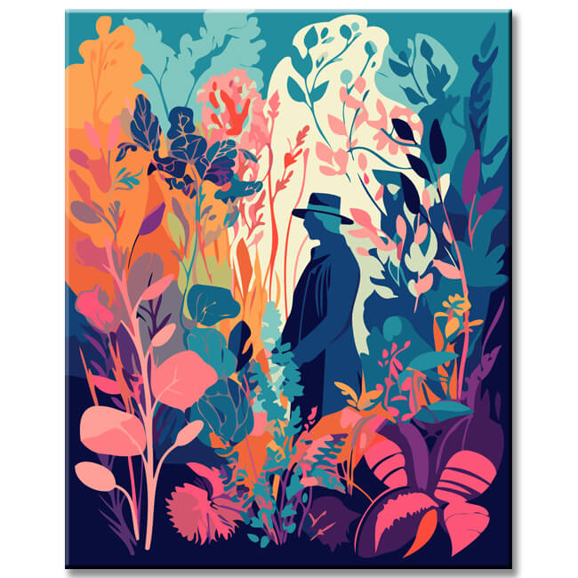 Man in the flower garden - painting by numbers