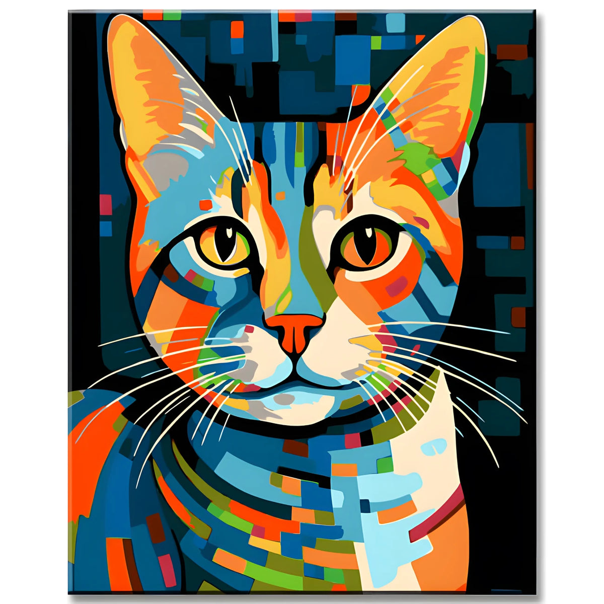 Abstract Cat Face Painting by Numbers in The Style of Wassily Kandinsky