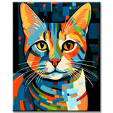 Abstract Cat Face Painting by Numbers in The Style of Wassily Kandinsky