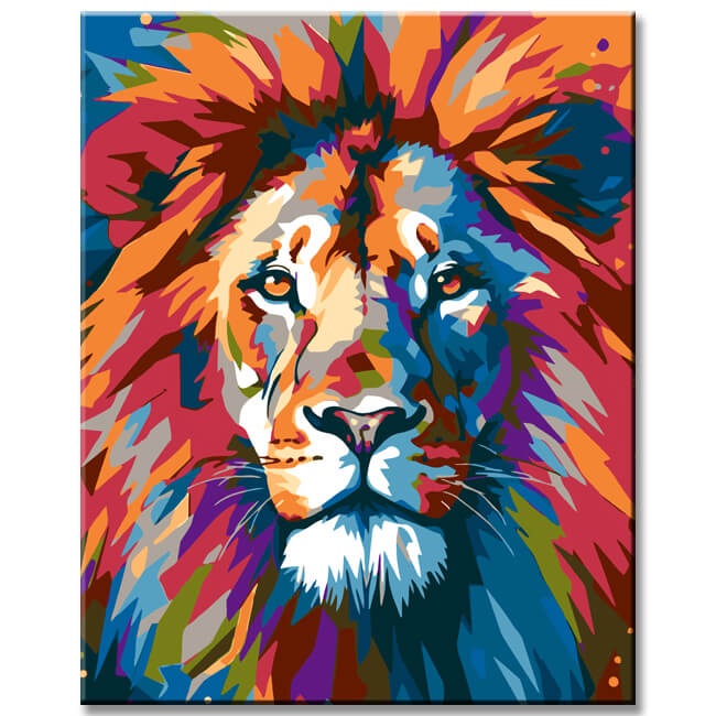 Abstract Lion Face - Paint by Numbers in Geometric Style