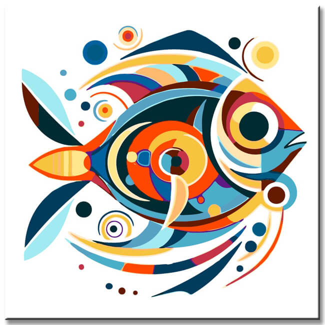 Leinwandkunst im Cubismus-Stil – Abstract Tiermotive as Bilderwand, 5 parts