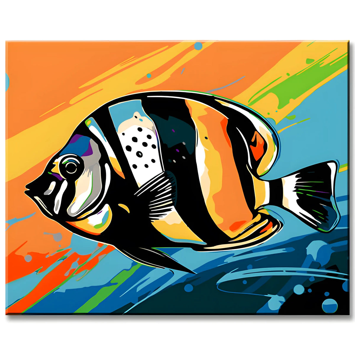 Banner Fish in Pop Art Style Painting by Numbers