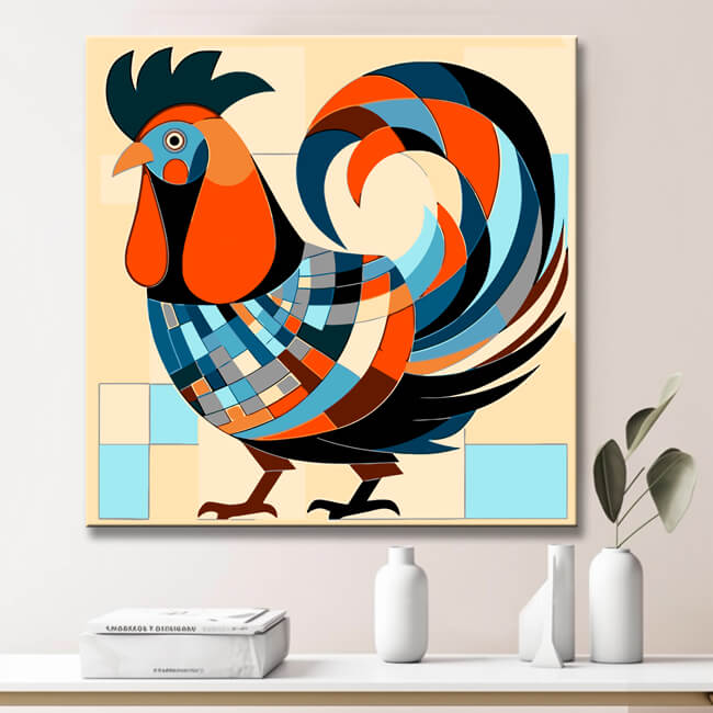 Rooster in Picasso style - painting by numbers