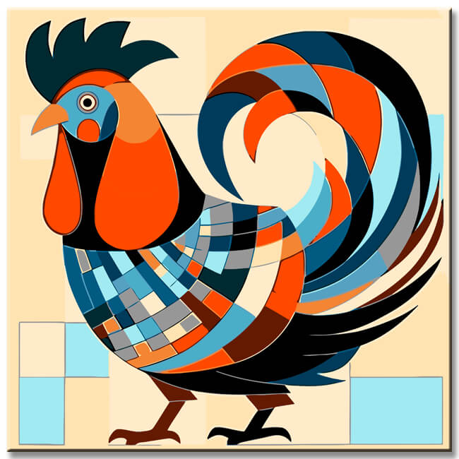 Rooster in Picasso style - painting by numbers