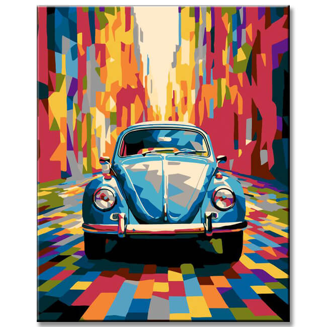 Exklusive Pop-Art Leinwandkunst – Ausdrucksstarke Automobil-Wandbilder, 4 parts