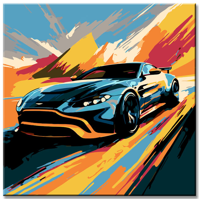 Exklusive Pop-Art Leinwandkunst – Ausdrucksstarke Automobil-Wandbilder, 4 parts