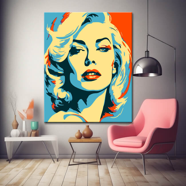 Pop Art Beautiful Woman with Red Lips Painting by Numbers