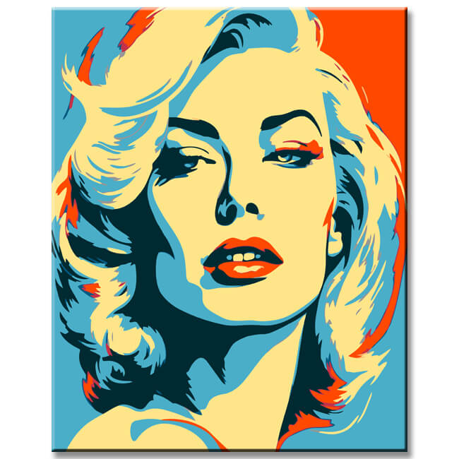Pop Art Beautiful Woman with Red Lips Painting by Numbers