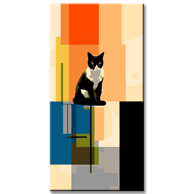 Leinwandkunst im Cubismus-Stil – Abstract Tiermotive as Bilderwand, 5 parts