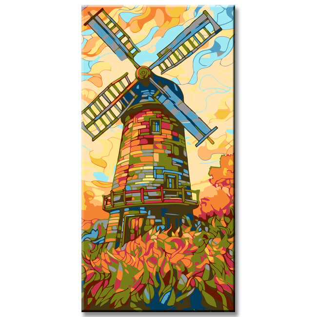 Painting by Numbers Windmill in The Tulip Field