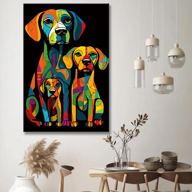 Painting by Numbers: Dog Family in Picasso Style