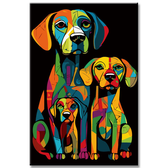 Painting by Numbers: Dog Family in Picasso Style