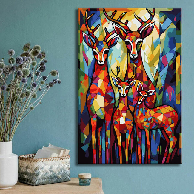 Painting by Numbers: Deer Family in Picasso Style