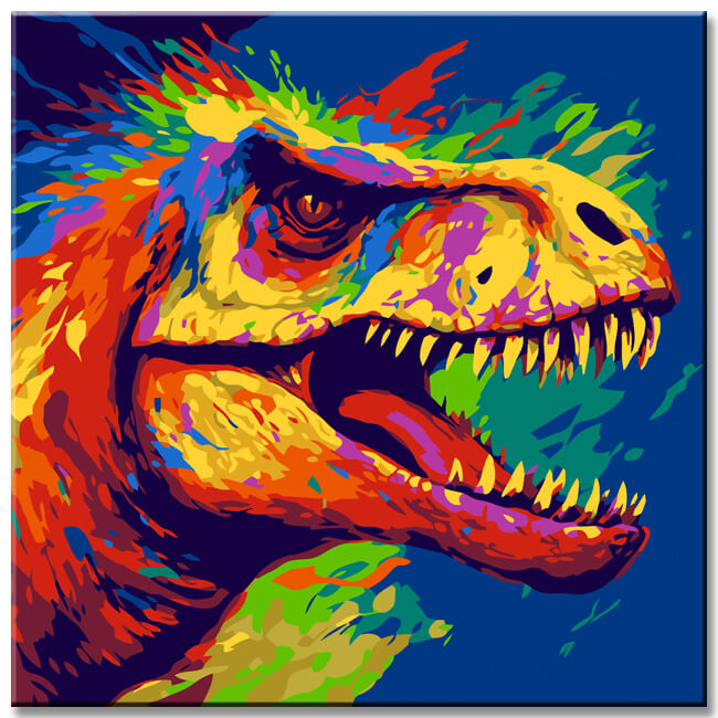 T-Rex Dinosaur Abstract - Painting by Numbers