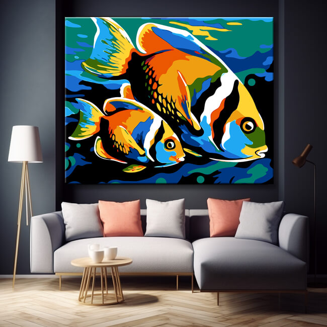 School of angel fish - painting by numbers