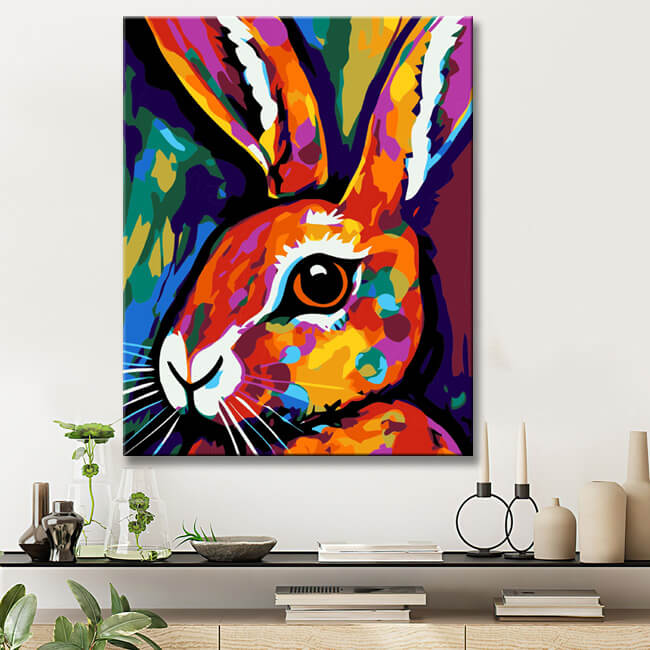 Rabbit Portrait in Picasso Style Paint by Numbers