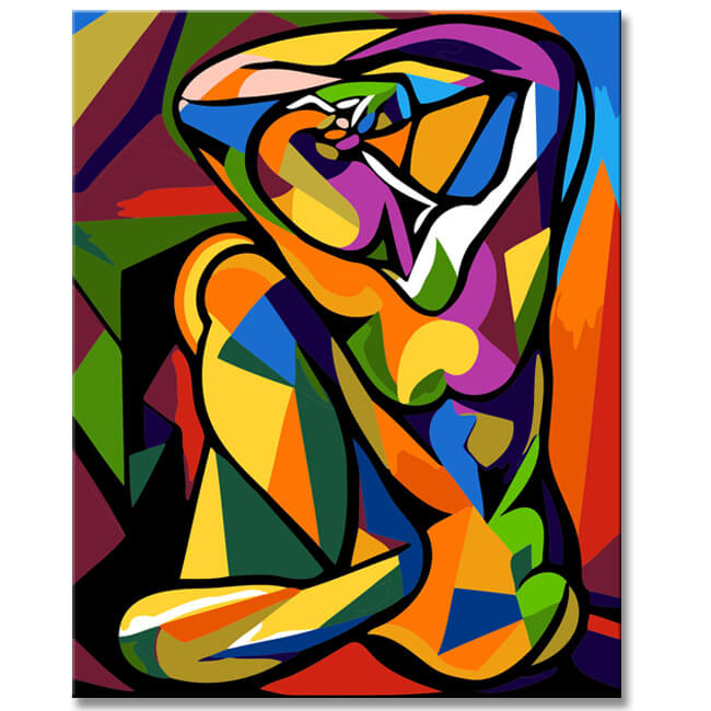 Cubist Portraits As A Gallery Wall Abstract and Colorful Canvas Pictures 5-Panel