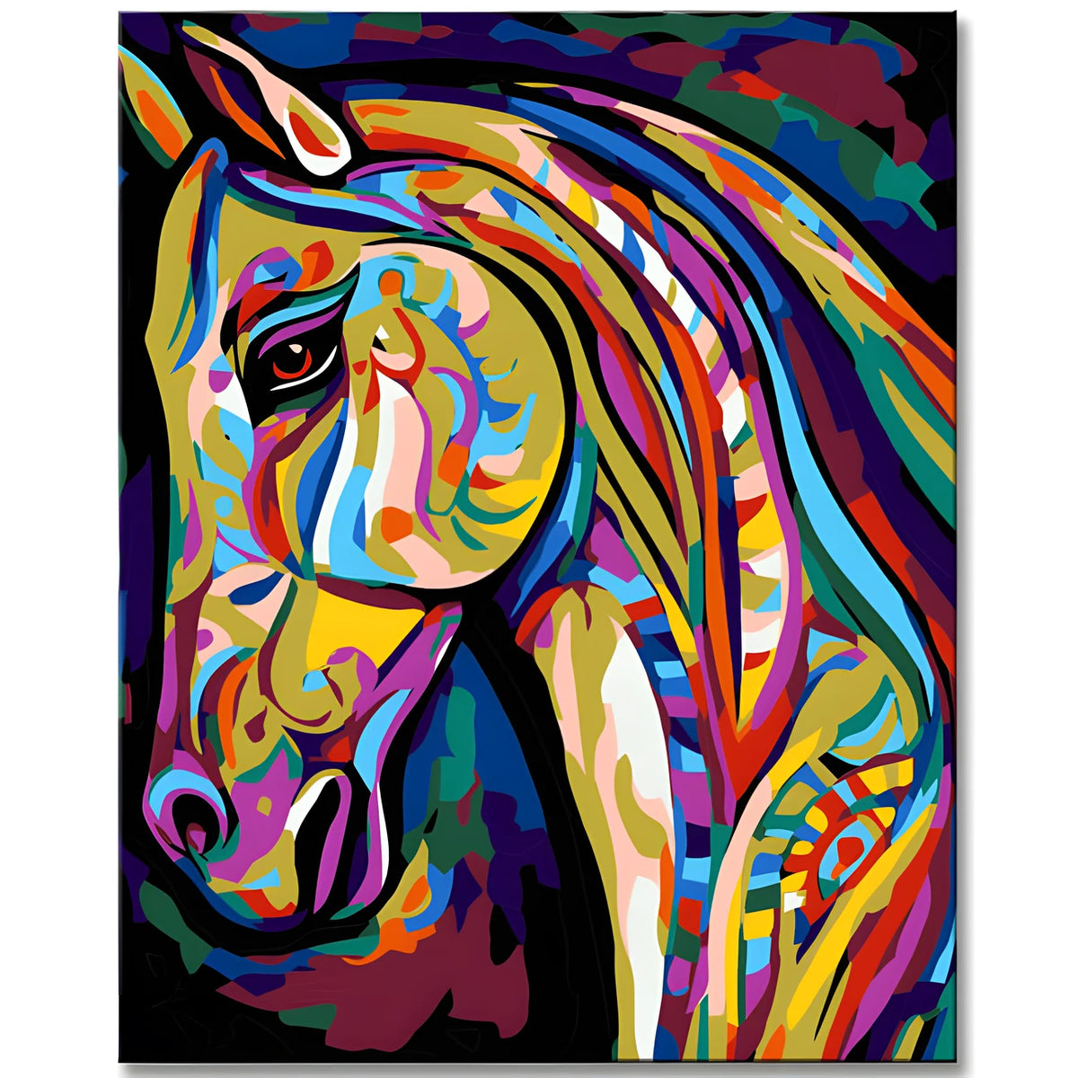 Painting by Numbers Colorful Horse Portrait in Picasso Style
