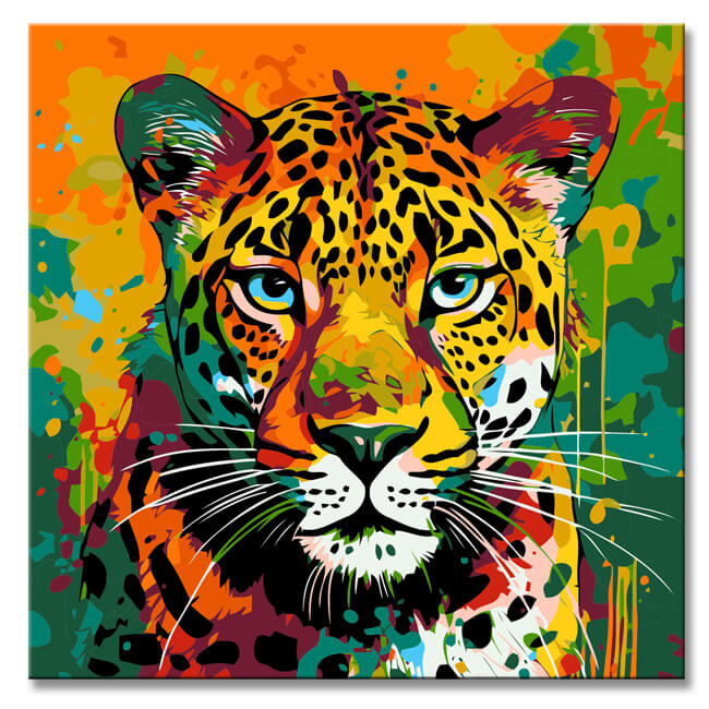 Painting by Numbers - Colorful Leopard in Picasso Style