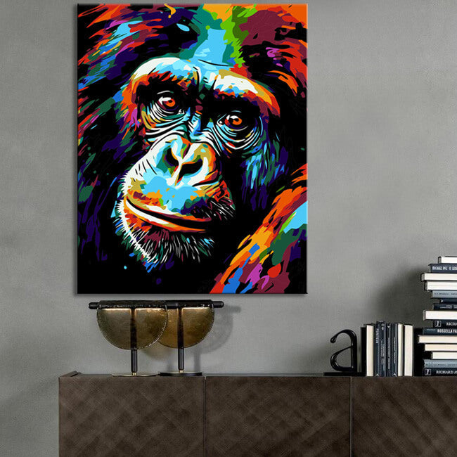 Painting by numbers - monkey portrait in Picasso style