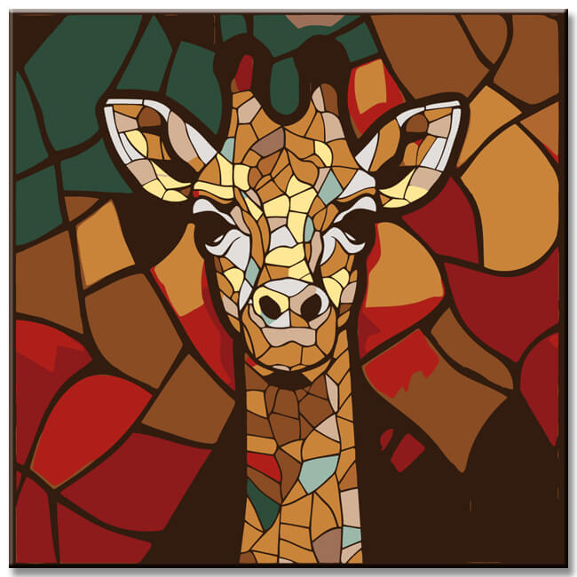 Painting by numbers giraffe portrait mosaic