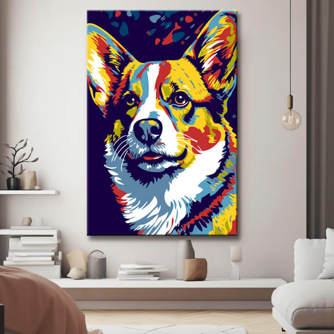 Playful Welsh Corgi - Painting by Numbers