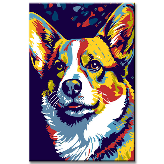 Playful Welsh Corgi - Painting by Numbers