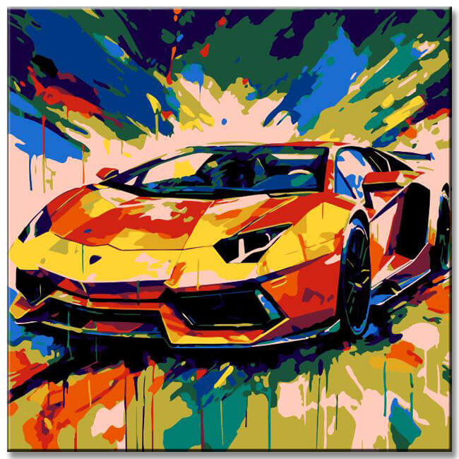 Canvas Art in Pop Art Style Vibrant Speed Depictions As A Picture Wall