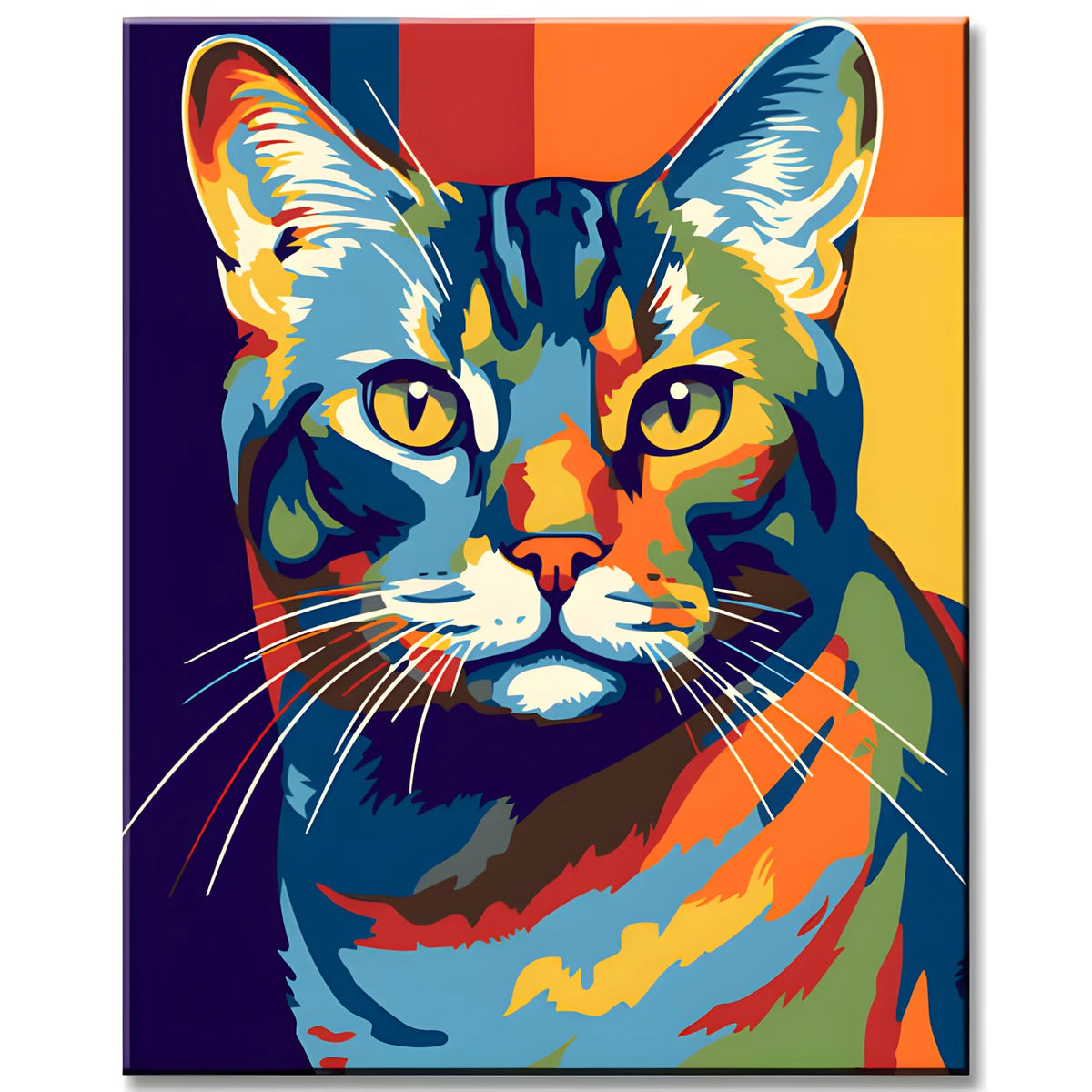 Colorful American Shorthair Cat Painting by Numbers