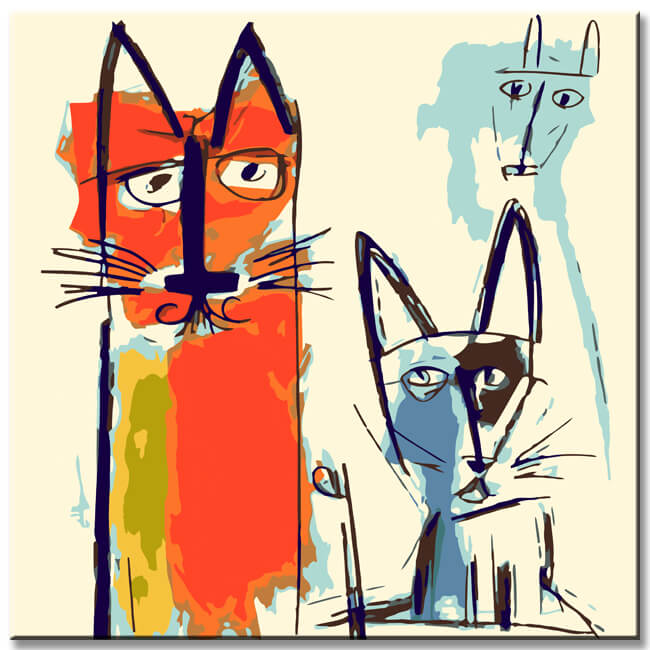 Picasso-Inspired Dog and Cat Sketches - Paint by Numbers