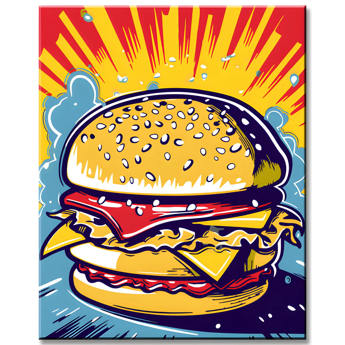 Burger in the style of Roy Lichtenstein - Paint by numbers