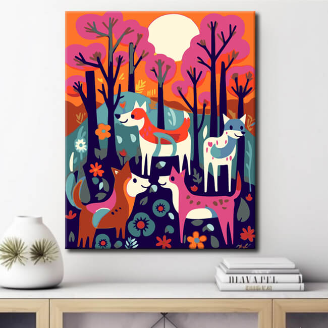 Painting by Numbers for Children Dogs in The forest