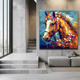 Paint by numbers horse painting with flowers